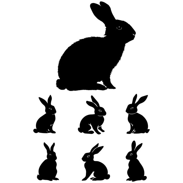 Silhouette von Kaninchen auf weißem Hintergrund