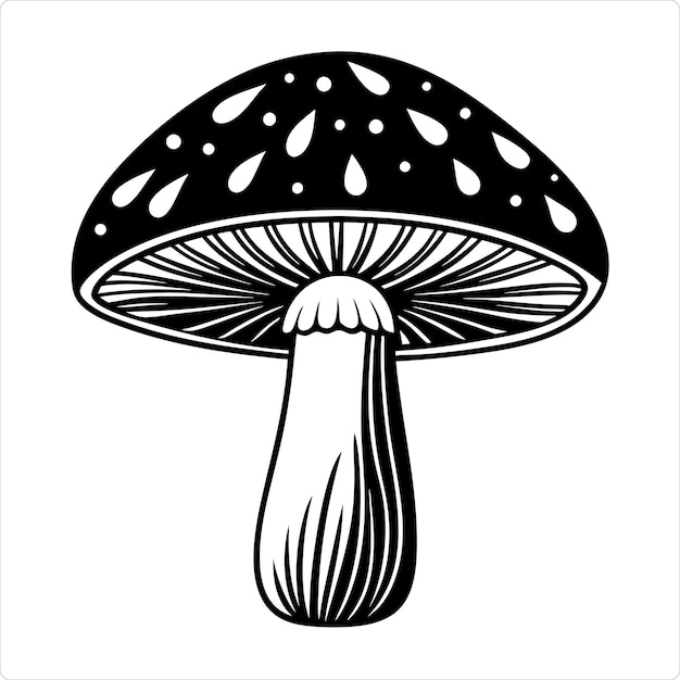Silhouette von Pilz-Vektor-Illustration Perfekt für Naturthemen-Designs und digitale Kunst