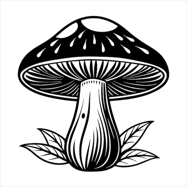 Silhouette von Pilz-Vektor-Illustration Perfekt für Naturthemen-Designs und digitale Kunst