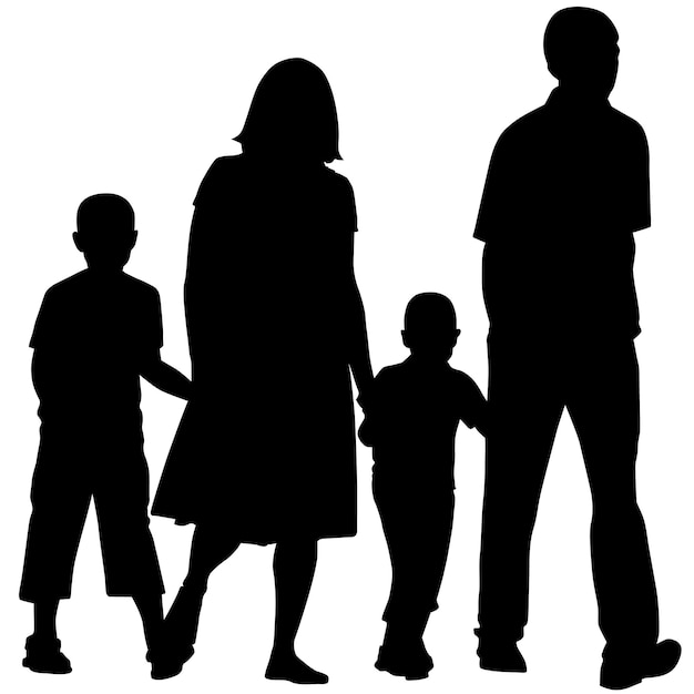 Vektor silhouette von vater, mutter und sohn vektor-illustration einer familie