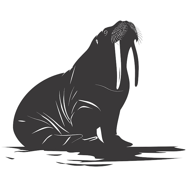 Vektor silhouette walrus tier schwarze farbe nur ganzer körper