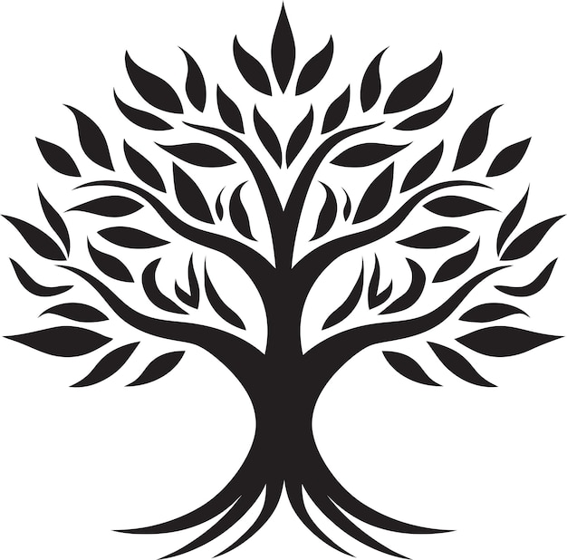 Silhouetted sapling iconic vector tree plantation symbol in black forest guardian schlank schwarz logo