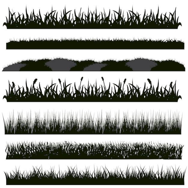 Vektor silhouetten aus schwarzem gras