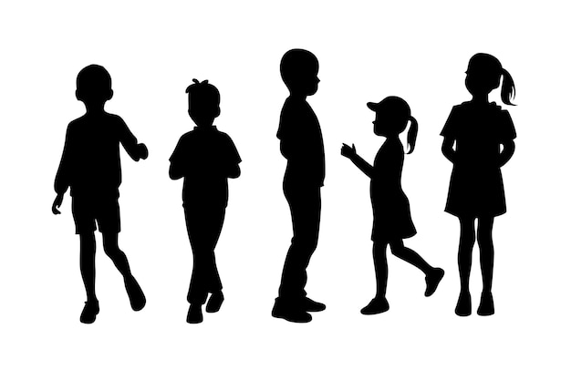 Silhouetten glücklicher spielender Kinder