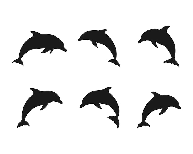 Silhouetten von Delfinen, die aus dem Wasser springen