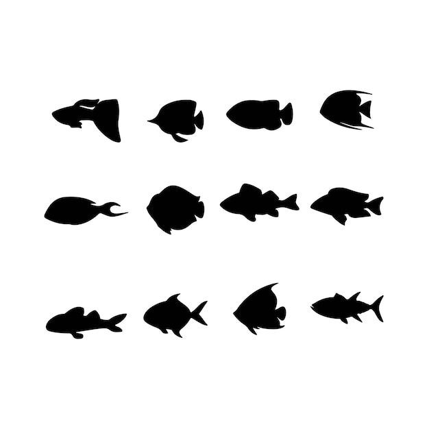 Silhouetten von Fischen schwarz auf weiß
