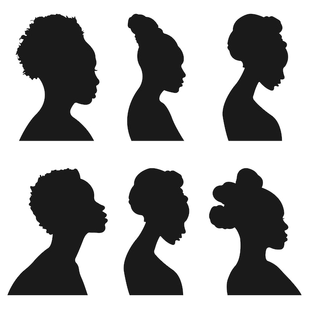 Silhouetten von Frauen mit unterschiedlichen Frisuren und den Namen der Frauen.