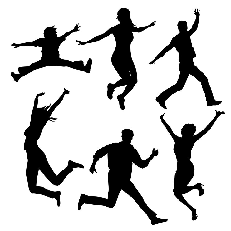Vektor silhouetten von menschen springen