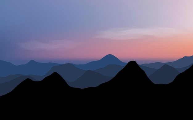 Silhouetten von Panorama-Berglandschaften