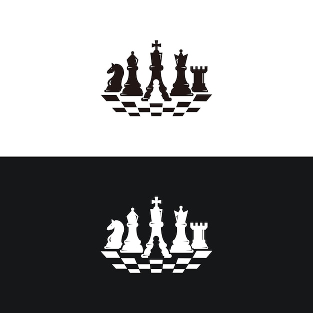 Vektor silhouetten von schachfiguren auf schachbrett schachsymbole vektorschach auf hintergrund isoliert