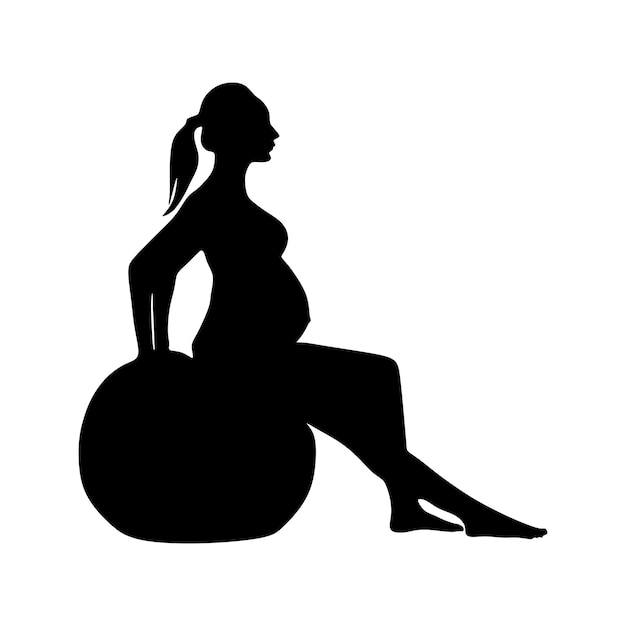Silhouettenkunst von yoga-posen vorgeburtliche pilates-fitnesskapsel für schwangere frauen, vektorillustration