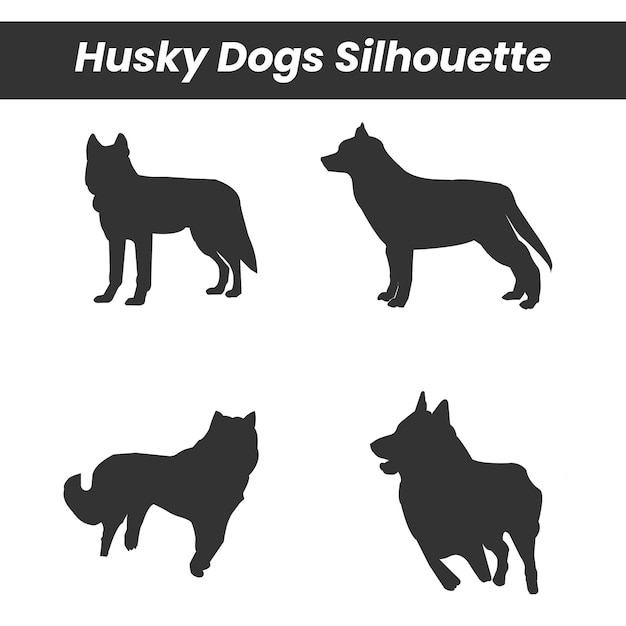 Silhouettenvektoren von Husky-Hunden