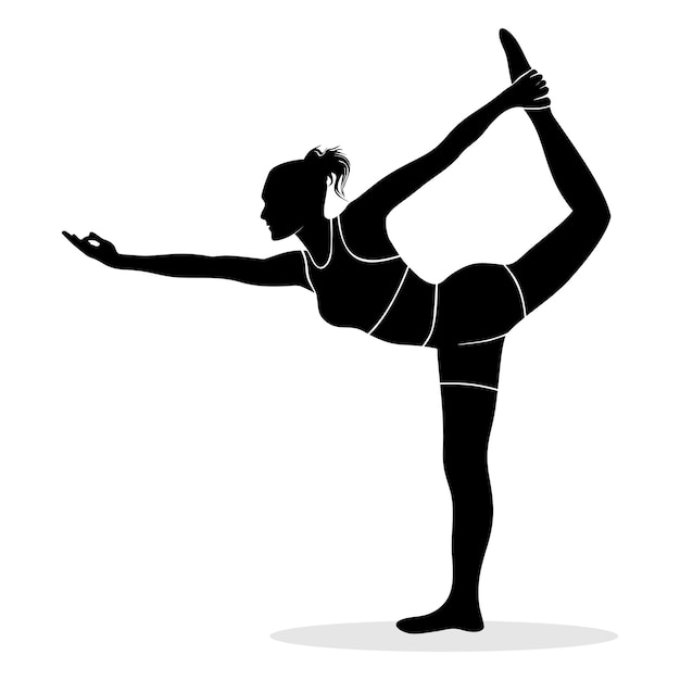 Silhouettenvektorillustration einer frau, die yoga praktiziert