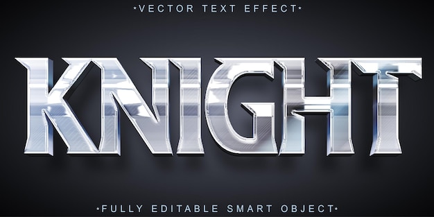 Silver Knight Vector Vollständig bearbeitbares Smart Object Text-Effekt