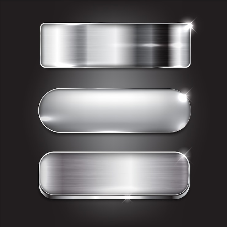 Vektor silver style button set das design der moderne auf schwarzem hintergrund