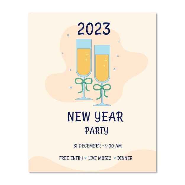 Silvester-Party-Einladung mit Brille Vektor-Illustration