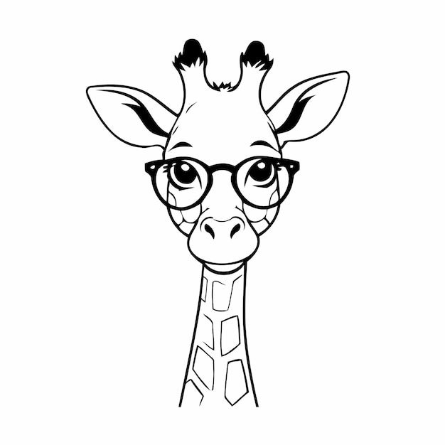 Vektor simple vector illustration of giraffe doodle for kids coloring worksheet