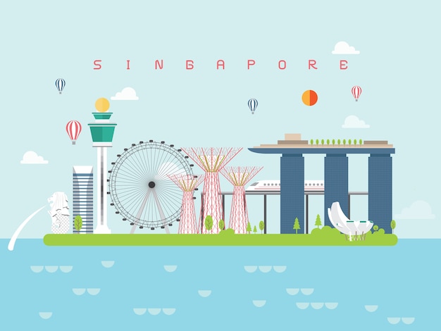 Vektor singapur-berühmte marksteine ​​infographic