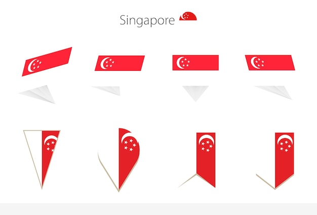 Singapur-nationalflaggensammlung acht versionen von singapur-vektorflaggen