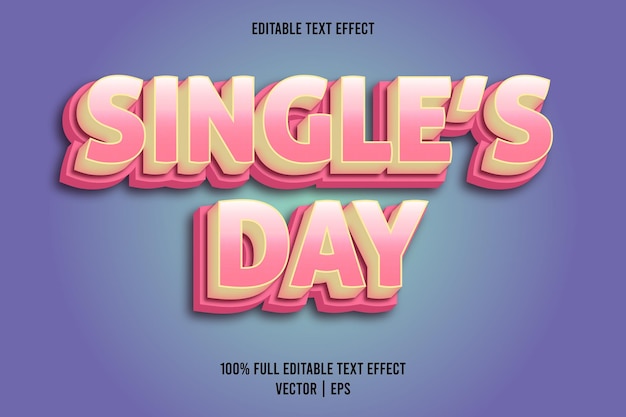 Single's day editierbarer texteffekt comic-stil rosa farbe