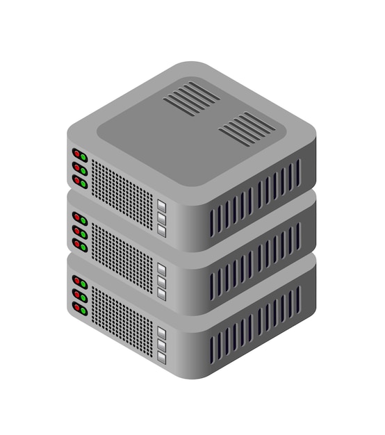 Single-Server-Netzwerktechnologie der Verbindungsrechenzentrum-Computing-Cloud. Tech isometrische 3D-Darstellung