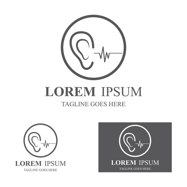 Sinn des Hörens Ohr Symbol Logo Vektor Design Vorlage Illustration