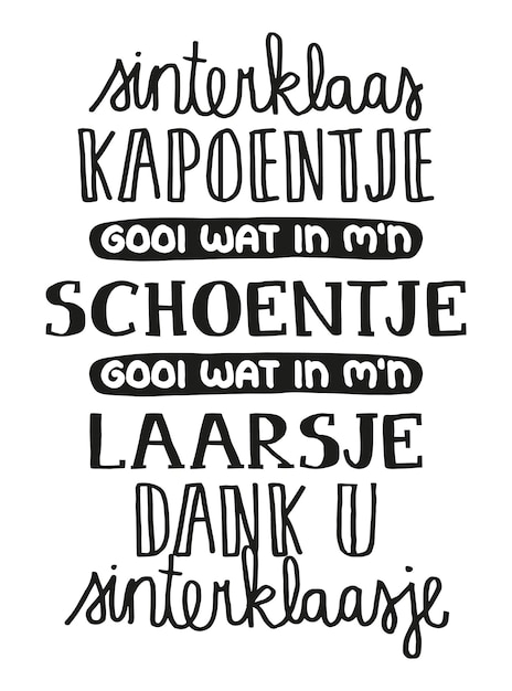 Vektor sinterklaas kapoentje handlettering-vektorillustration