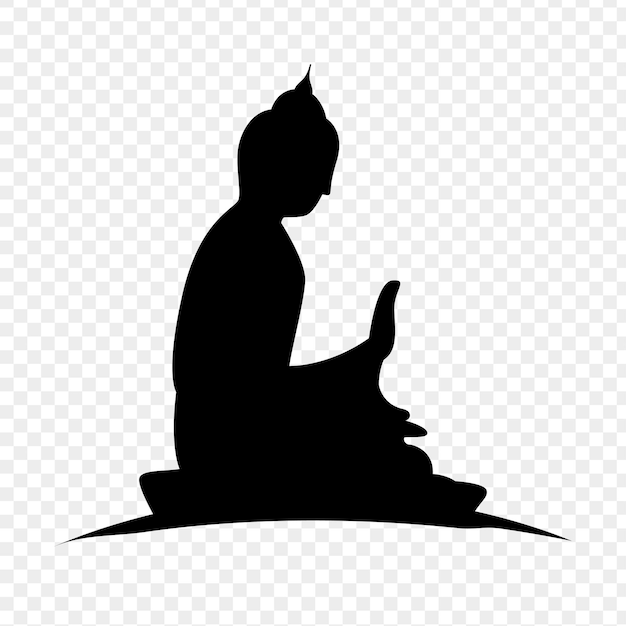 Vektor sitting-buddha-silhouette auf durchsichtigem hintergrund