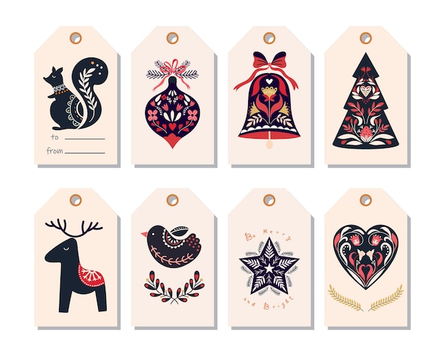 Skandinavische weihnachtsanhänger mit dekorativen elementen