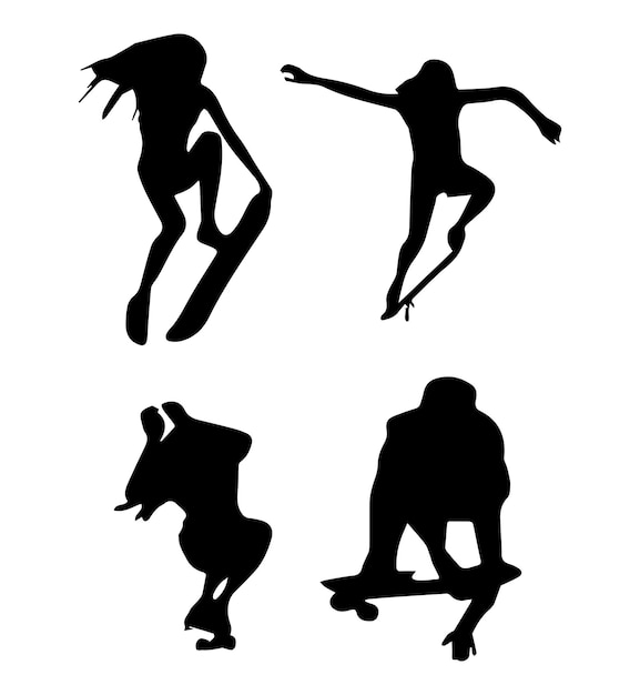 Skate-mädchen-silhouetten