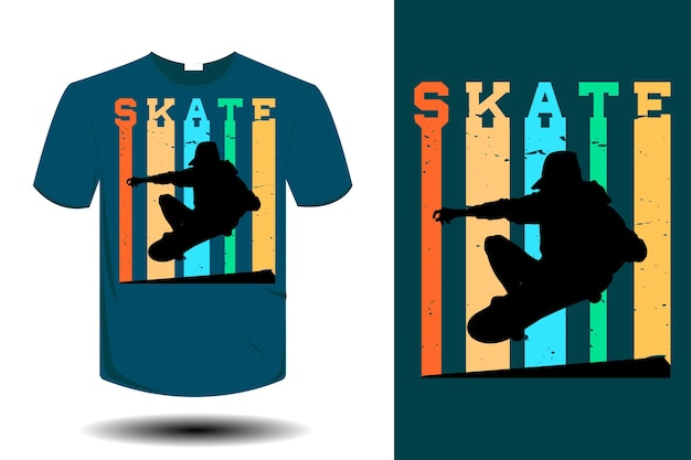 Skate-modell-t-shirt im retro-vintage-design