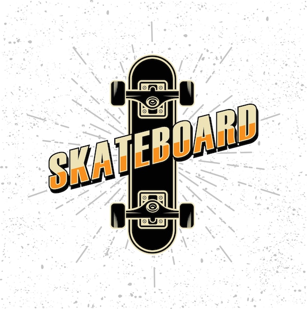 Skateboard-Grafikdesign für den T-Druck Skateboards-Ikonen-Vorlage auf weißem Hintergrund