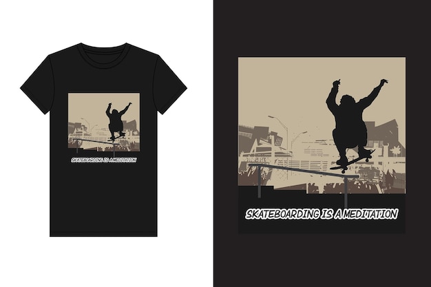 Vektor skateboard ist leben t-shirt-design