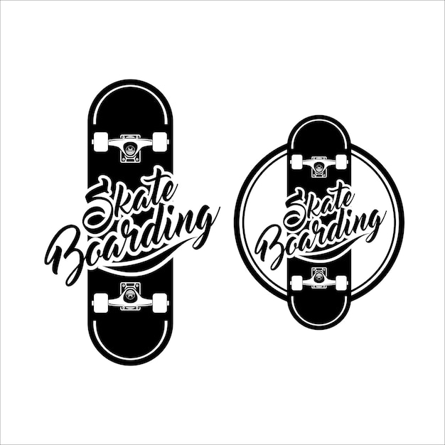 Skateboard-Logo-Vektorillustration in flachem Design, geeignet für die Skateboardclub-Community