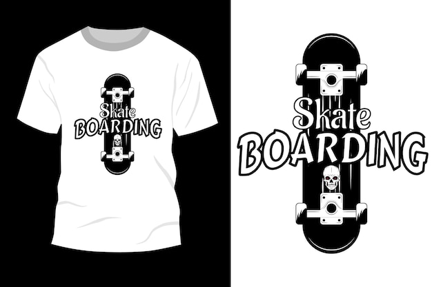 Skateboard t-shirt mockup design silhouette