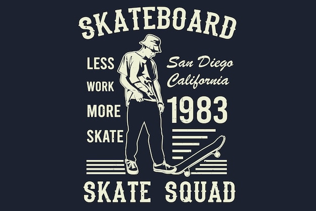 Vektor skateboard weniger arbeit, mehr skate-silhouette-design