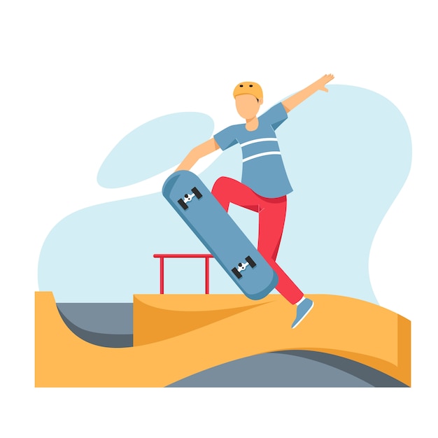 Skateboarder macht einen Trick in einem Skatepark