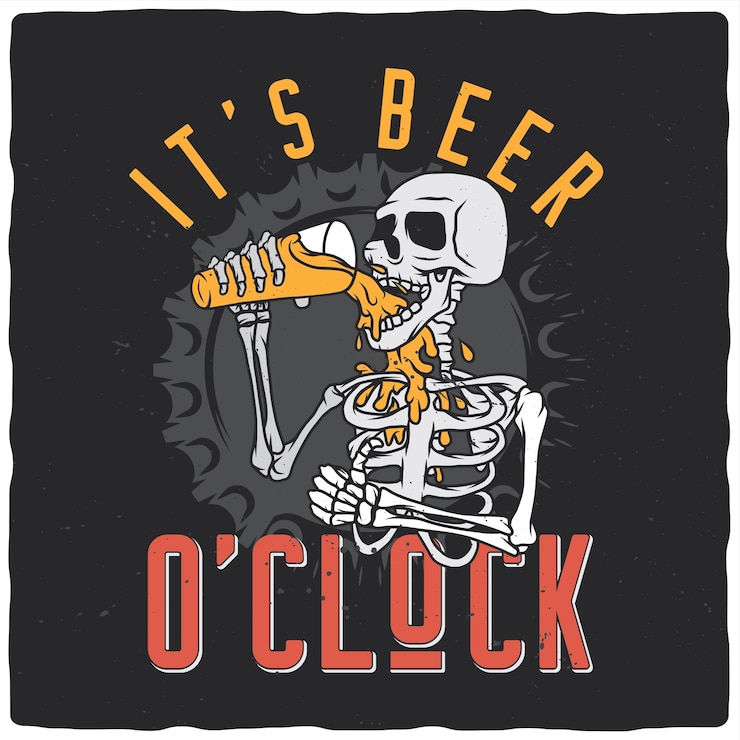 Vektor skelett trinkt bier