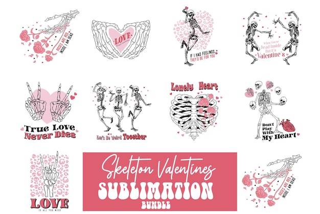 Vektor skelett-valentines-sublimationsband