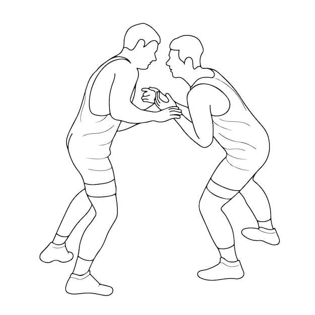 Sketch-bild von zwei kämpfern in einem kampf isolierter vektor