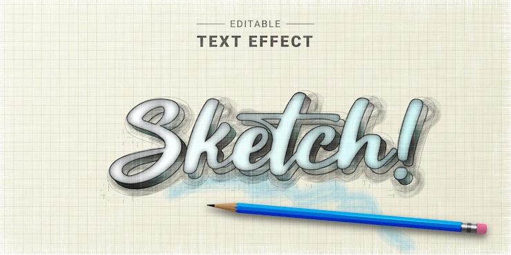 Vektor sketch text effect generator handgezeichnete typografie