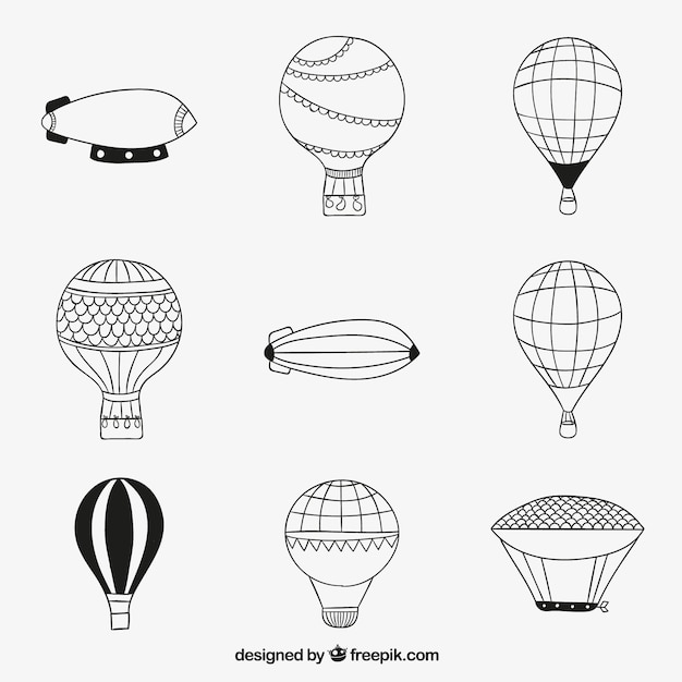 Vektor sketchy heißluftballons