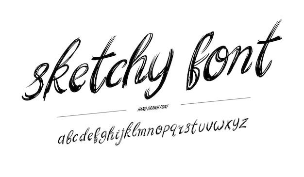 Sketchy Schriftzeichen mit Pinsel oder Stift und Tinte Kreide aggressive Schrift modern aussehende