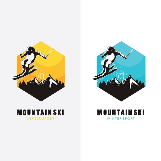 Vektor ski-logo-design, ski-silhouette