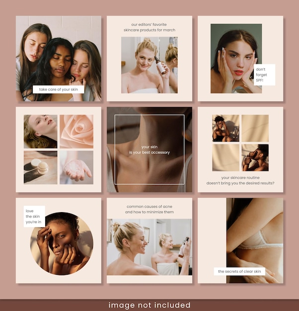 Vektor skincare instagram post template beige design für soziale medien