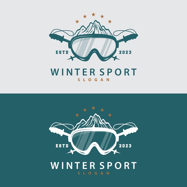 Vektor skisport-logo-winter-schneesport-design-retro-vintage-vektor-illustration