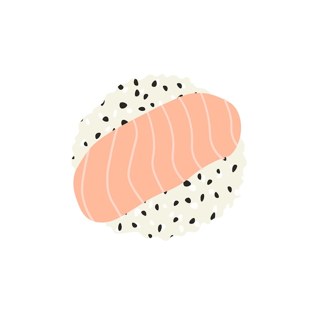 Vektor skizze gezeichnete vektorillustration von onigiri-sushi isoliert auf weißem hintergrund