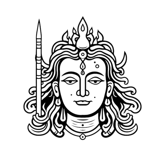 Skizze handgezeichnete einzeilige kunst malseite maha shivratri tag