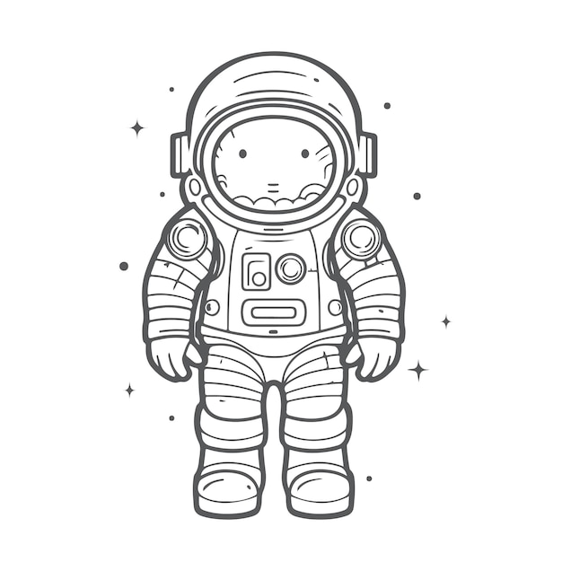Skizze handgezeichnete einzeilige Kunst-Malseite zum Astronautentag