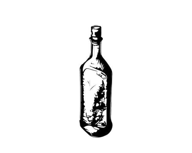 Skizze Handgezeichnete einzeilige Kunstflasche
